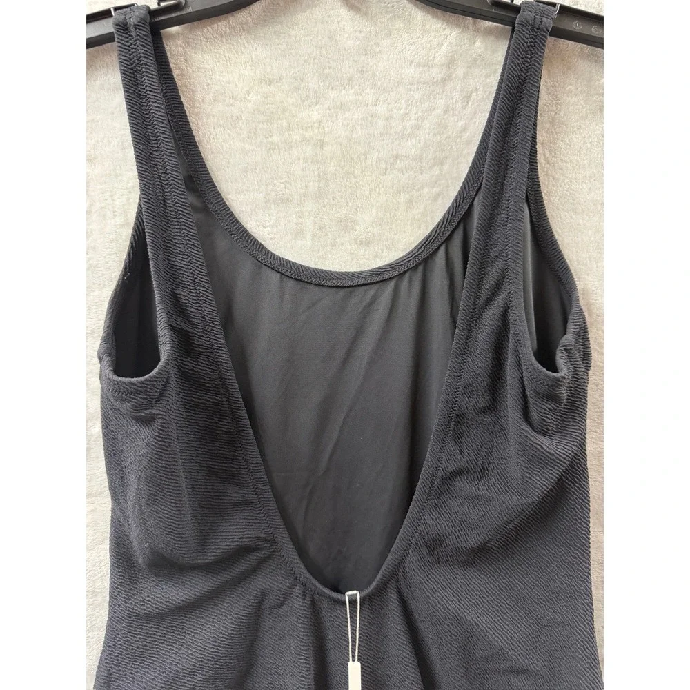Solid & Striped The Hailey Womens Black Textured Seersucker Scoop Back Swimsuit